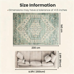 Bedlooms Ember Cashmere Rug 160X230Cm, Tribal Geometric Medallion, Anti Slip, Stain Resistant, Bed & Dining Room Carpet - thumbnail 7