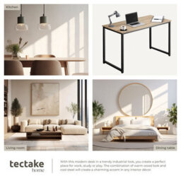 Tectake Desk Flint - Writing, Study, Computer Office Table 120 Cm - Industrial Wood Light, Oak Sonoma - thumbnail 5