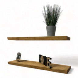 MKGT Set Of 2 Live Edge Rustic Wall Shelves Ideal For Kitchen Room Deco Shelf (Rustic Pine, 70 Cm Long) - thumbnail 3