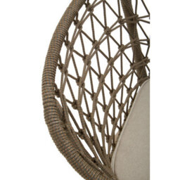 Orsina Rattan Armchair, Airy Single Chair With Grey Cushioning Dining Chair, Wooden Legs Outdoor Chair, Hand-Woven - thumbnail 9
