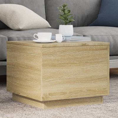 Berkfield Coffee Table With Led Lights Sonoma Oak 50X50X40 Cm - image 1