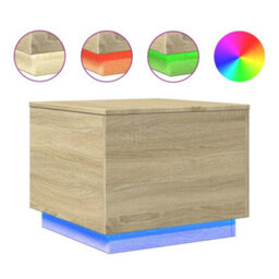Berkfield Coffee Table With Led Lights Sonoma Oak 50X50X40 Cm - thumbnail 2