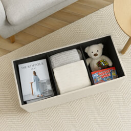 Harbour Housewares Storage Ottoman - 111 X 37 X 39Cm - Cream Linen Large Foldable Bedroom Chest Box Blanket Bench Seat With Lid - thumbnail 8