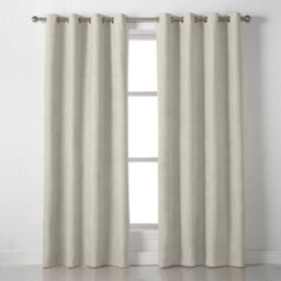 Luxury Living Velvet Chenille Eyelet Curtains Ready Made Pair Cream - thumbnail 3
