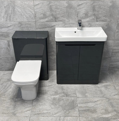 Hydros Vanity Basin Sink Wc Unit Bathroom Suite Anthracite Ross 700mm Unit - image 1