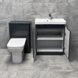 Hydros Vanity Basin Sink Wc Unit Bathroom Suite Anthracite Ross 700mm Unit - thumbnail 4