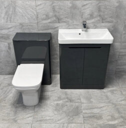Hydros Vanity Basin Sink Wc Unit Bathroom Suite Anthracite Ross 700mm Unit - thumbnail 1