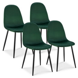 Bravich Ron Velvet Dining Chair - Green, Set Of 4
