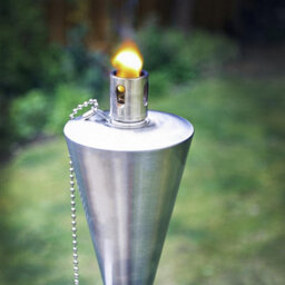 Harbour Housewares 146Cm Metal Garden Torches - Cone - Set Of 6 Silver Outdoor Lighting Oil Fuel Lamp Candle Flame Lantern - thumbnail 8