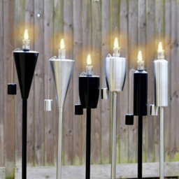 Harbour Housewares 146Cm Metal Garden Torches - Cone - Set Of 6 Silver Outdoor Lighting Oil Fuel Lamp Candle Flame Lantern - thumbnail 9