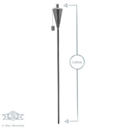Harbour Housewares 146Cm Metal Garden Torches - Cone - Set Of 6 Silver Outdoor Lighting Oil Fuel Lamp Candle Flame Lantern - thumbnail 3