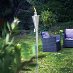 Harbour Housewares 146Cm Metal Garden Torches - Cone - Set Of 6 Silver Outdoor Lighting Oil Fuel Lamp Candle Flame Lantern - thumbnail 6