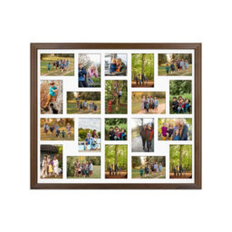 AK Frames 80X70Cm Walnut Classic Multi Photo Frame With White Mount - Holds 20 Apertures (18X) 6X4, (2X) 4X4 Photos