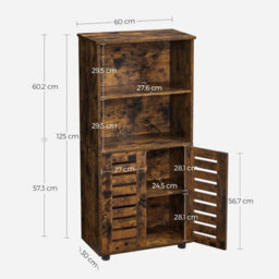 Songmics Vasagle Floor Standing Cabinet, Storage Cabinet,open Compartments, Height-Adjustable Shelf,for Living Room,kitchen,rustic Brown - thumbnail 3