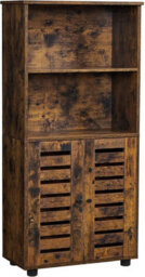 Songmics Vasagle Floor Standing Cabinet, Storage Cabinet,open Compartments, Height-Adjustable Shelf,for Living Room,kitchen,rustic Brown - thumbnail 1