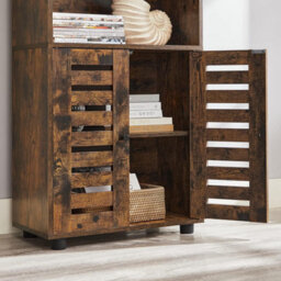Songmics Vasagle Floor Standing Cabinet, Storage Cabinet,open Compartments, Height-Adjustable Shelf,for Living Room,kitchen,rustic Brown - thumbnail 9