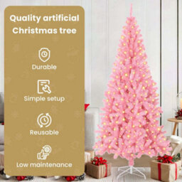 Vidaxl Christmas Tree With 300 Leds With Stand Pink 180 Cm Pvc - thumbnail 7