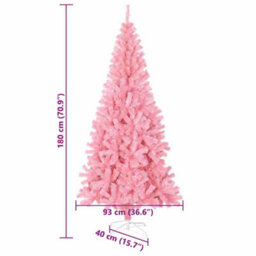 Vidaxl Christmas Tree With 300 Leds With Stand Pink 180 Cm Pvc - thumbnail 3