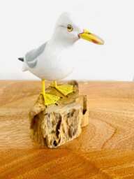 My Square Mile Bird Statue Ornament Wooden Hand Carved Bird Tree Stump British Birds Indoor/outdoor Garden Ornament (Sammie The Seagull) - thumbnail 4