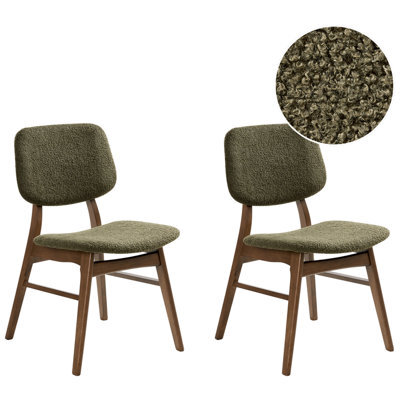Beliani Set Of 2 Dining Chairs Elaine Boucle Dark Brown/ Green - image 1