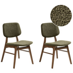 Beliani Set Of 2 Dining Chairs Elaine Boucle Dark Brown/ Green - thumbnail 1