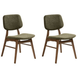 Beliani Set Of 2 Dining Chairs Elaine Boucle Dark Brown/ Green - thumbnail 4