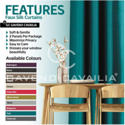 Gc Gaveno Cavailia Silk Sheen Eyelet Curtain 90X90 Teal 100% Polyester Ring Top Fully Lined Drapes - thumbnail 2