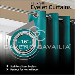 Gc Gaveno Cavailia Silk Sheen Eyelet Curtain 90X90 Teal 100% Polyester Ring Top Fully Lined Drapes - thumbnail 4