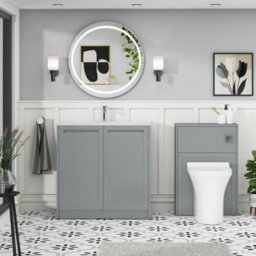 Royal Bathrooms Elmore 800mm Traditional Floor Standing 2 Door Bathroom Vanity Unit With Sintered Stone Basin - Matt Pebble Grey - thumbnail 4