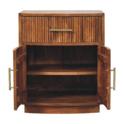 Artisan Furniture Solid Wood Curved Ribbed Bedside With Drawer And Shelves - thumbnail 6