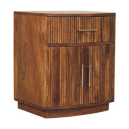 Artisan Furniture Solid Wood Curved Ribbed Bedside With Drawer And Shelves - thumbnail 3