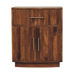 Artisan Furniture Solid Wood Curved Ribbed Bedside With Drawer And Shelves - thumbnail 2