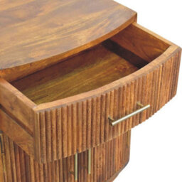 Artisan Furniture Solid Wood Curved Ribbed Bedside With Drawer And Shelves - thumbnail 5