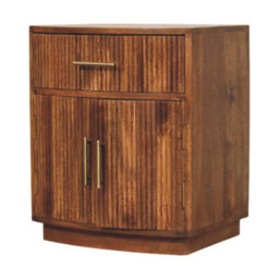 Artisan Furniture Solid Wood Curved Ribbed Bedside With Drawer And Shelves - thumbnail 4