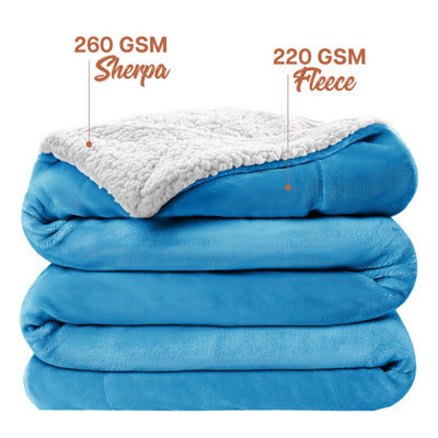 Ameha Sherpa Fleece Blanket Soft Thick Plush Warm & Reversible Throw Super King Teal Size 230X270Cm - image 1