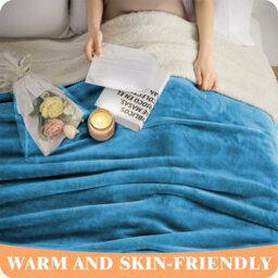 Ameha Sherpa Fleece Blanket Soft Thick Plush Warm & Reversible Throw Super King Teal Size 230X270Cm - thumbnail 9