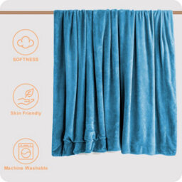 Ameha Sherpa Fleece Blanket Soft Thick Plush Warm & Reversible Throw Super King Teal Size 230X270Cm - thumbnail 7