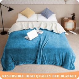 Ameha Sherpa Fleece Blanket Soft Thick Plush Warm & Reversible Throw Super King Teal Size 230X270Cm - thumbnail 5
