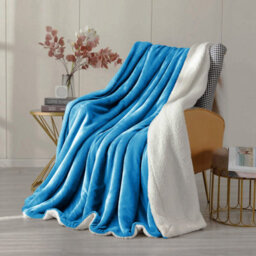 Ameha Sherpa Fleece Blanket Soft Thick Plush Warm & Reversible Throw Super King Teal Size 230X270Cm - thumbnail 3