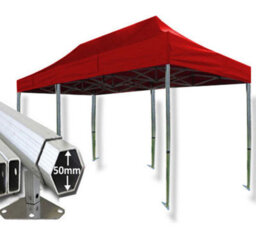 Crocodile Trading 3M X 6M Extreme 50 Commercial Instant Shelter Pop Up Gazebos Frame & Canopy - Red - thumbnail 1