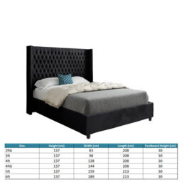 Volta Straight Winged Upholstered Soft Velvet Black Bed Frame - thumbnail 4