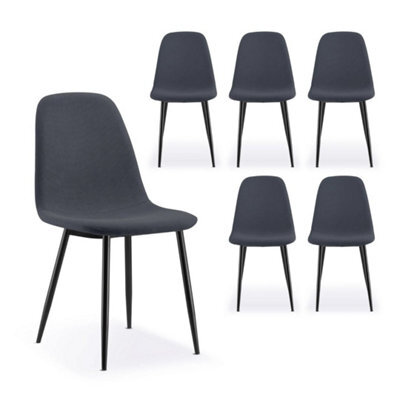 Dining Chairs Set Of 6 Charcoal Blue Set Of Kitchen Chairs, - image 1
