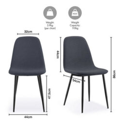 Dining Chairs Set Of 6 Charcoal Blue Set Of Kitchen Chairs, - thumbnail 6