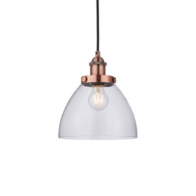 Anson Lighting Pampa Pendant Light Finished In Aged Copper Plate And Clear Glass