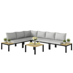 Outsunny Garden Furniture Set, 6 Piece Corner Sofa Set With Coffee Table - thumbnail 2