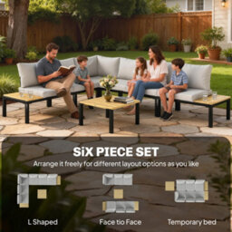 Outsunny Garden Furniture Set, 6 Piece Corner Sofa Set With Coffee Table - thumbnail 4