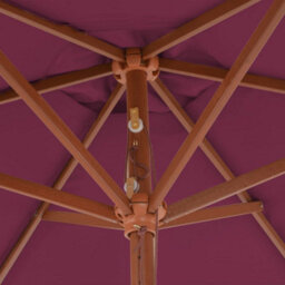 Walplus Garden Parasol With Wooden Pole 270 Cm Bordeaux Red - thumbnail 5