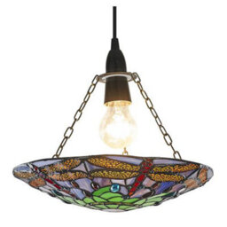 Happy Homewares Traditional Multi-Coloured Dragonfly Tiffany Glass Pendant Shade - thumbnail 4