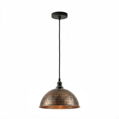 Ledsone Vintage Pendant Light - Brushed Copper Metal Ceiling Lamp, E27 Easy Fit - image 1