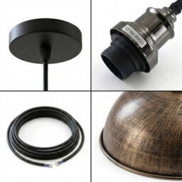 Ledsone Vintage Pendant Light - Brushed Copper Metal Ceiling Lamp, E27 Easy Fit - thumbnail 9